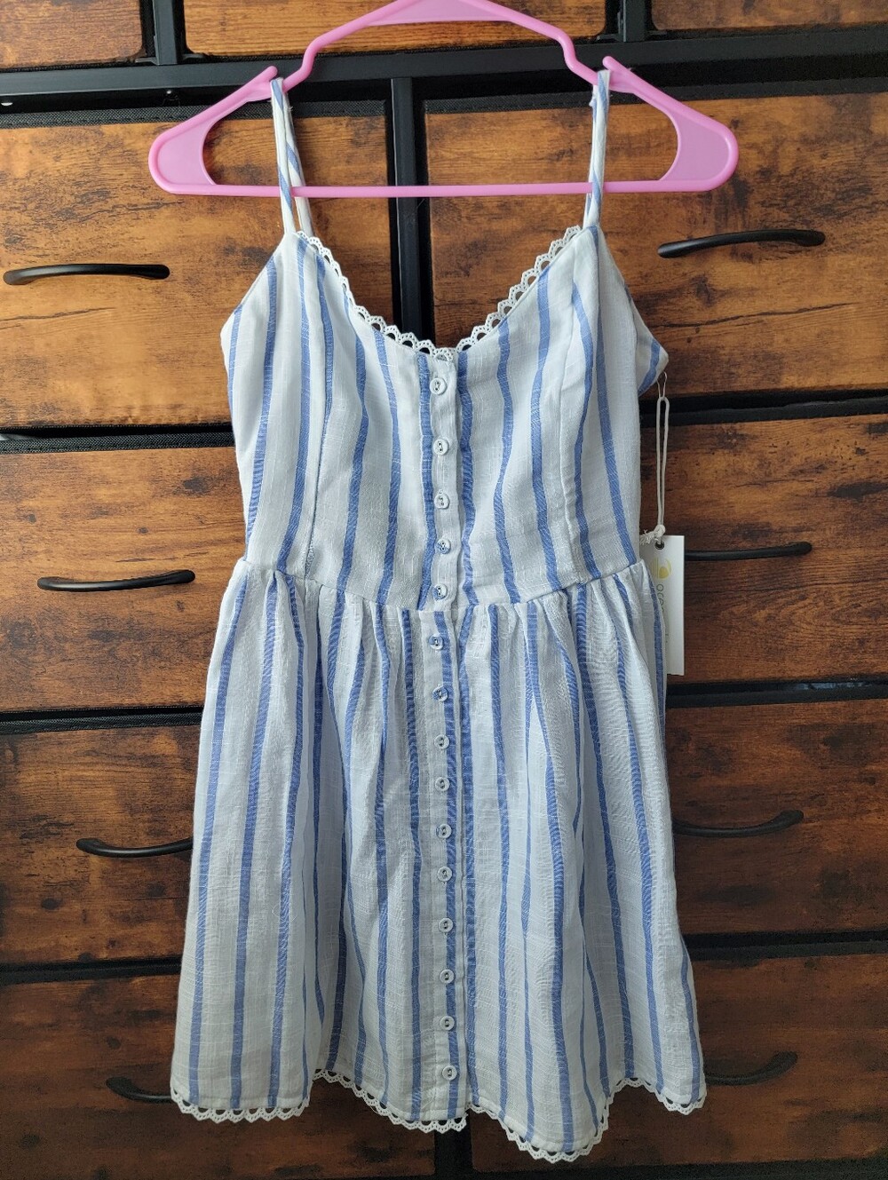 Blue & White Striped Button-Front Sundress